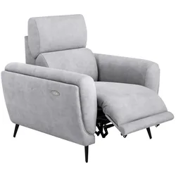 RELAXSESSEL Comfort, mit elektrischer Verstellung und verstellbarer Kopfstütze, Hellgrau
