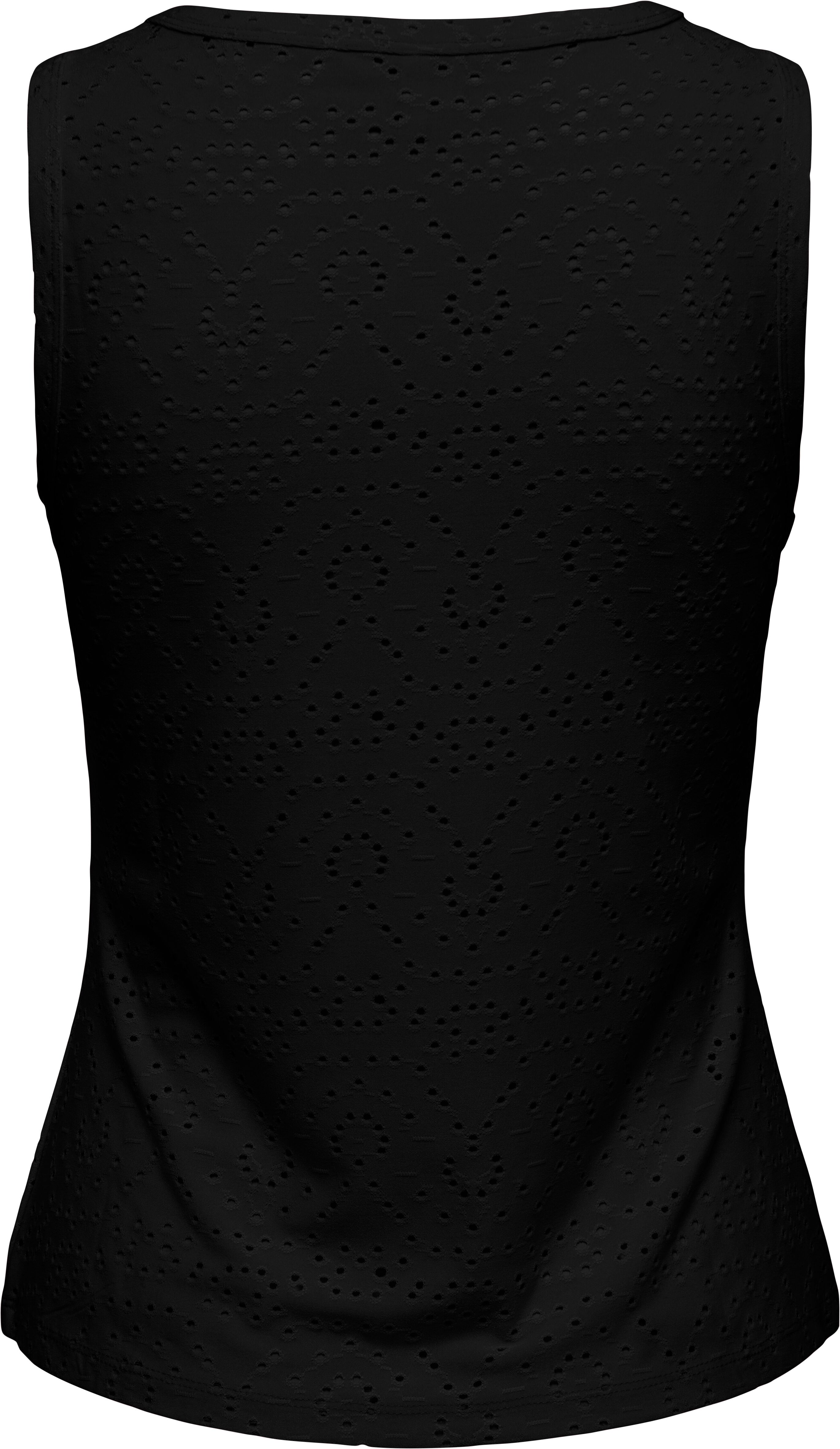ONLY "ONLSMILLA S/L V-NECK TOP JRS" Materialmix, regular fit, V-Ausschnitt schwarz L
