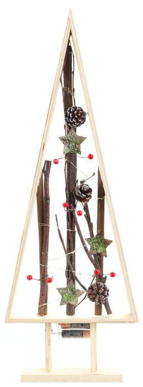 Goliat Decoratieve houten kerstboom met LED-verlichting en natuurlijke versieringen