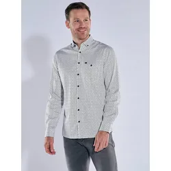engbers Herren Hemd langarm Blau regular gemustert Button Down - 6XL