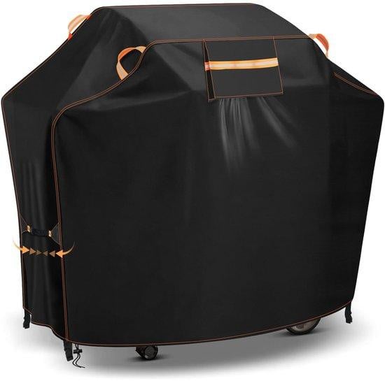 Waterbestendige grillafdekking van zwart 420D Oxford-polyester met ventilatieopeningen, B/D/H: 183 x 66 x 130 cm