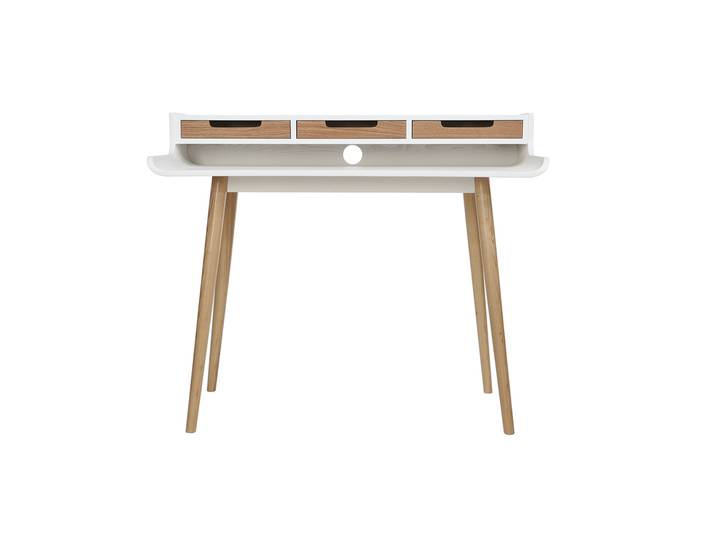Bureau avec rangements scandinave bois clair et blanc L110 cm OPUS