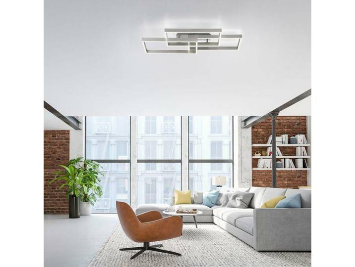 PAUL NEUHAUS Plafonnier LED 82x50cm\, argent\, CCT\, télécommande