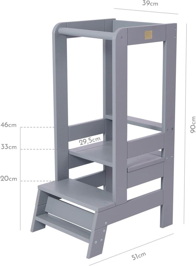 MeowBaby Tour d Observation Enfant - Tour d'Apprentissage Montessori Gris 51x90x39cm