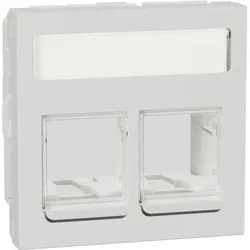 Schneider Electric NU942218 Optiline 45/Unica Zentralplatte Datendose 2xRJ45 gerade Schriftfeld weiss