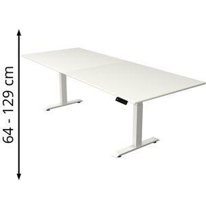 Kerkmann Schreibtisch Move 4, weiß / weiß, elektrisch höhenverstellbar, 250 x 64-129 x 100 cm