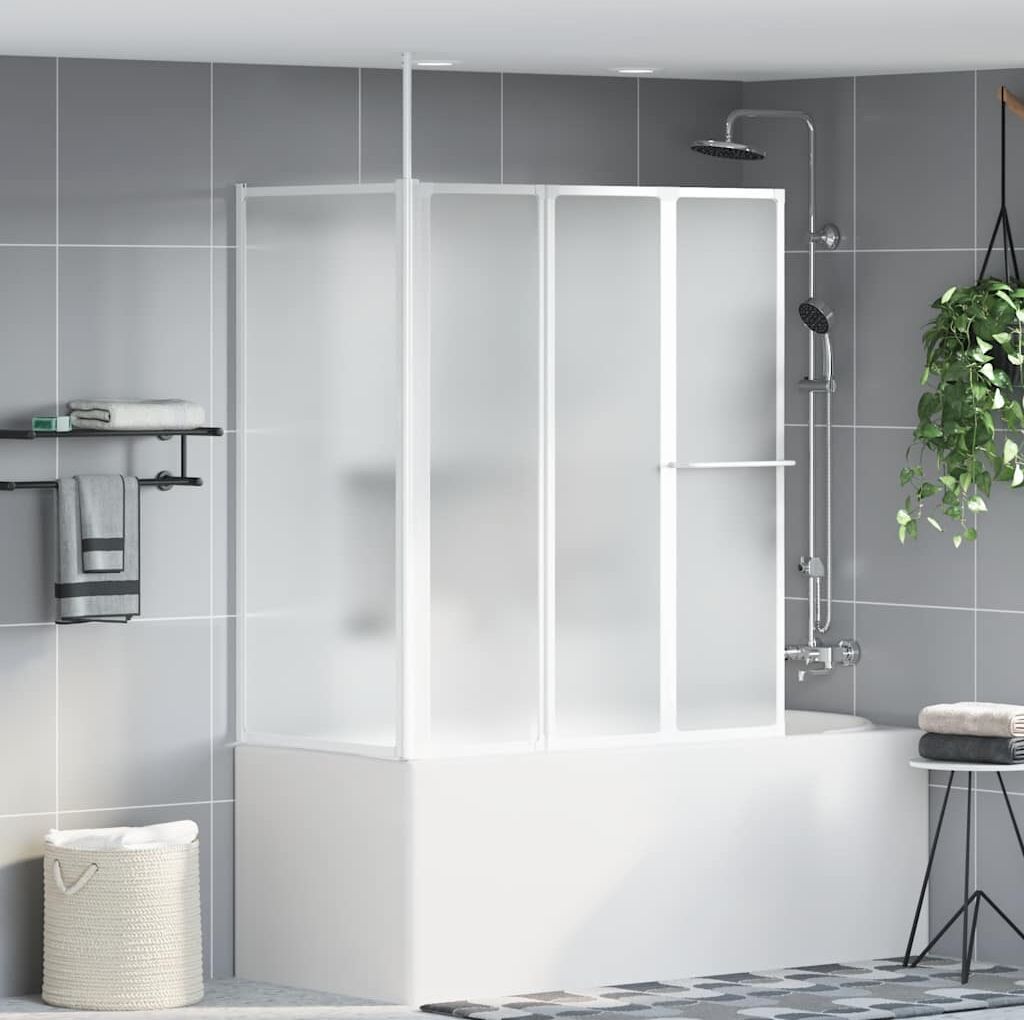 vidaXL Pare baignoire en L 70x120x137 cm 4 panneaux pliables