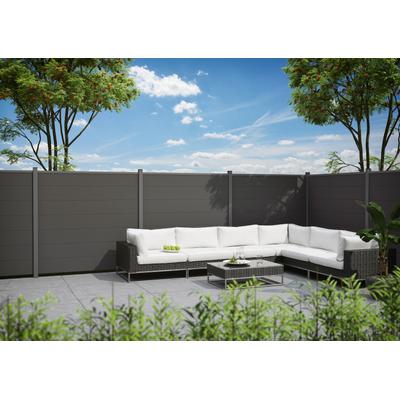 Sichtschutzelement KIEHN-HOLZ, schwarz (anthrazit, aluminiumfarben), H:180cm, Aluminium, Kunststoff, Metall, WPC (Holz-Kunststoff-Komposit), Zaunelemente, LxH: 540x180 cm, Pfosten zum Aufschrauben
