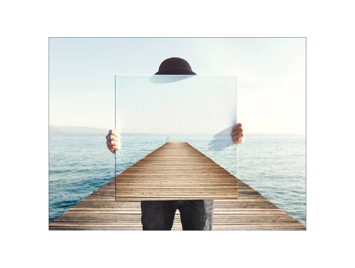Leinwandbild Image Of A Jetty Rahmen: Mitteldichte Holzfaserplatte MDF Bespannung: Canvas Schwarz/Blau/Braun 77 x 57 x 2cm