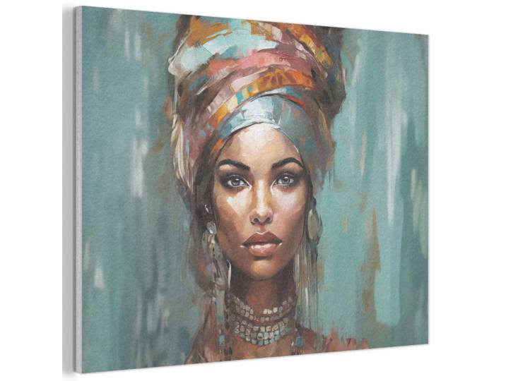 MuchoWow Akustikbild - Frau - Kunst - Schmuck - Porträt - 80x60, Blaugrau, Kunststoff, Rechteckig, 80x60x0.9 cm, Wandverkleidung, Akustikpaneele