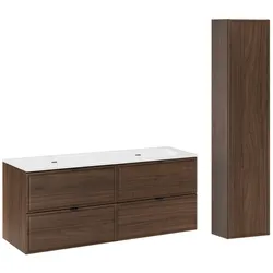 BADMÖBEL 121cm Elias 2er-Set Dunkles Holz