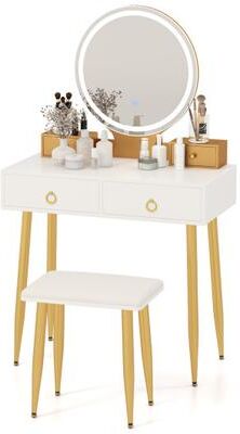 Costway Vanity Table Set with Mirror-White