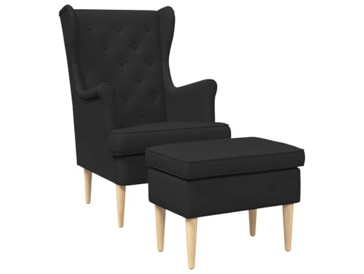Makastle Sessel mit Fußhocker Schwarz Stoff 65x79x100 cm