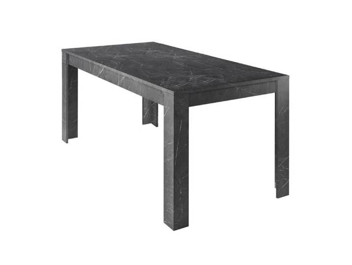 PIRALIA - Table Repas Extensible Aspect Marbre Gris Anthracite