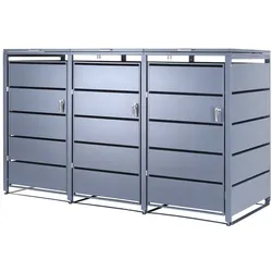 Albatros Mülltonnenbox 3er Tonne | bis 240 Liter | Anthrazitgrau RAL 7016 | verzinkter Stahl | Premium Dämpfer| Aufkleber-Set | wetterfest