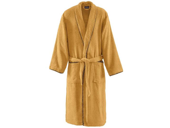 Peignoir mixte col châle point cavalier caramel m