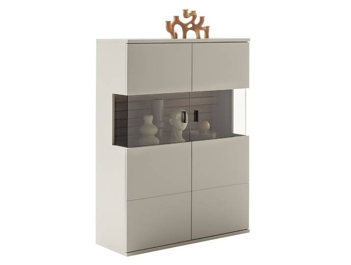 Highboard Lüttich 2 , Basalt / Wotan Eiche , ohne Beleuchtung