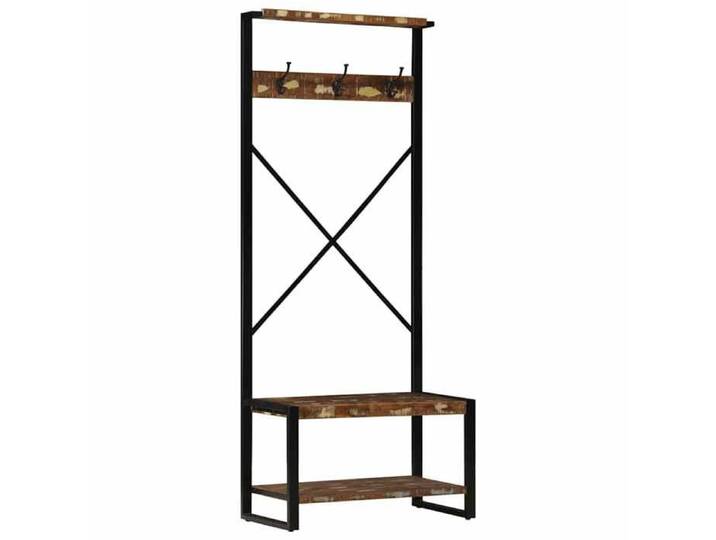 Porte-vêtements - COCO - Étagère pour livres - bois massif de récupération - multicolore - 80 x 40 x 190 cm(130685)