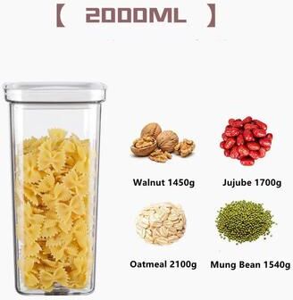 Inspire Select Rotating Lid Airtight Food Storage Container Stackable Transparent PET Kitchen Storage Jar For Grains, Cereal & Dry Fo white 67.6 Fl Oz