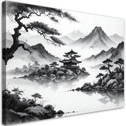 LEINWANDBILD Landschaft im japanischen Stil 60x40cm