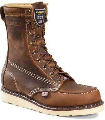 "Carolina Amp USA 8"" Moc Toe (Men's) Work in Brown, Size 8 D, Leather"