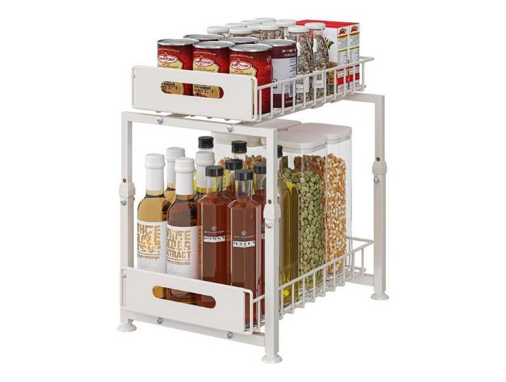 LuxusKollektion Küchenregal Unterschrank Organizer Küchenregal 2 Etagen Weiß Modell-B