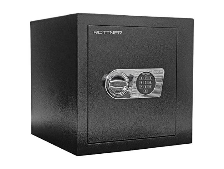 Rottner Wertschutzschrank EN1 Ben 45 Elektronikschloss Aufbohrschutz Notbestromung schwarz BxHxT 43,5 cmx43,5x44,5 cm Feuerfalz in Türöffnung verstellbarer Fachboden inkl. Befestigungsmaterial