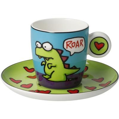 Tasse GOEBEL "Espressotasse Ed Eck- Roar", bunt, B:12cm H:7cm, Porzellan, Trinkgefäße, Tasse