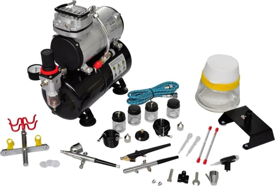 vidaXL Airbrush Professionele Set met 3 spuitpistolen