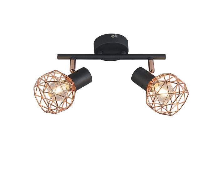 Spot moderne noir avec cuivre 2 lumières - Mesh