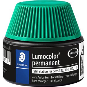 Staedtler Nachfülltusche Lumocolor permanent, grün, 48717-5, für Permanentmarker, Kapillarsystem, 15ml