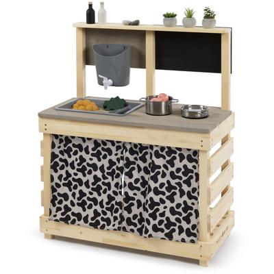 Outdoor-Spielküche MUDDY BUDDY "Big Leo", grau (natur, warmgrau), Spielküchen, KinderB:40cm H:90cm T:80cm, Holz, Polyester, natur - warmgrau, B:40cm H:90cm T:80cm
