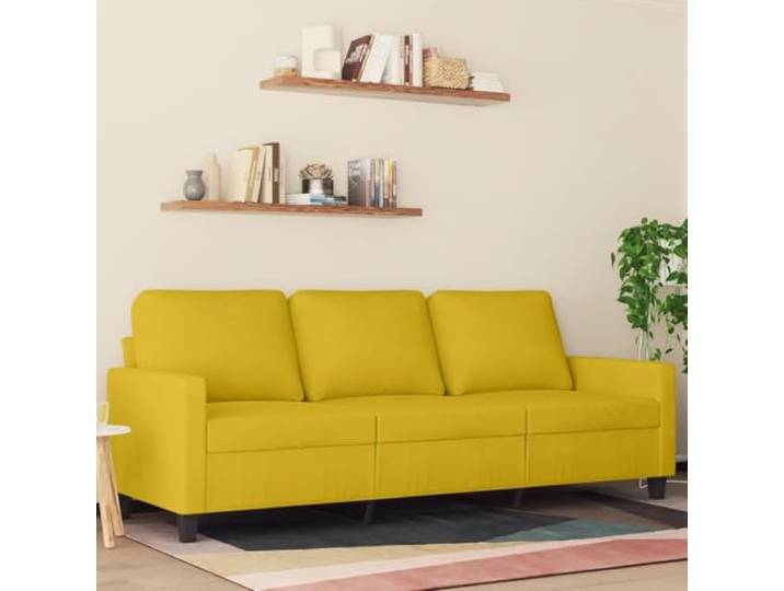 HEFZGDB 3-Sitzer-Sofa Gelb 180 cm Samt Stoffbezug Modernes Wohnzimmer Polstermöbel Metallgestell Robust Bequem Sitzkomfort Entspannung Lesen Fernsehen Weicher Flor Luxuriös Stabiles