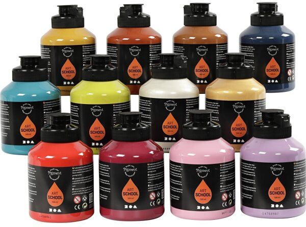 Pigment Kunstnermaling   12x500 Ml   Supp.Farver