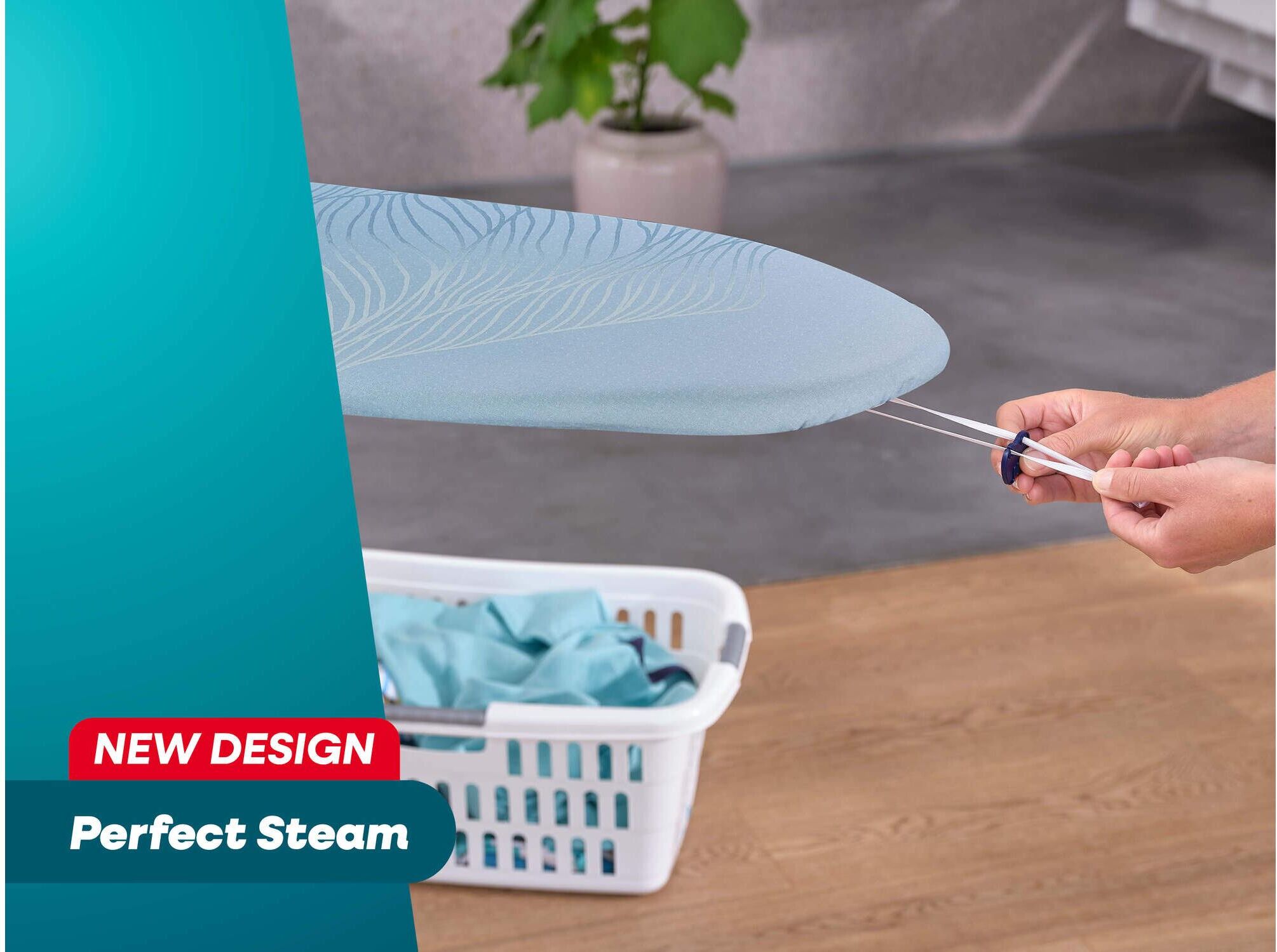 Bügelbrettbezug LEIFHEIT "Perfect Steam Air Board Express", blau, B:40cm T:125cm, Baumwolle, Polyester, Bügelbrettbezüge, Bügelbrettbezug blau B/T: 40cm x 125cm