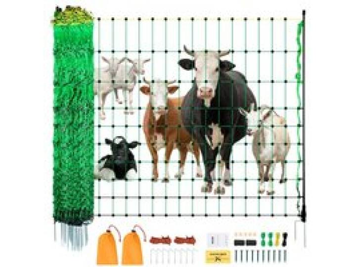 VEVOR Elektrozaunnetz, 127 cm H x 49 m L, Viehzaunnetz mit Pfosten & Pfählen, Maschennetze für Ziegen, Schafe, Hirsche, Schweine, Hunde, Elektrozäune für Hinterhöfe, Gärten, Bauernhöfe, Ranches