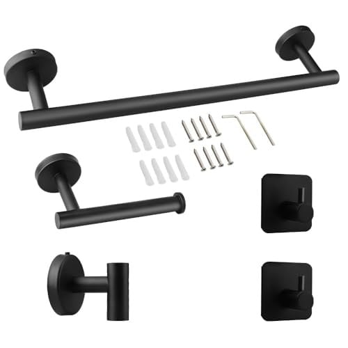 Handdoekhouder Set 5-delig Zwart RVS Wandmontage 40cm