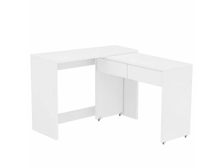 Bureau pliable 2 en 1 sur roulettes, 110x40x78 cm, blanc