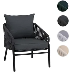 Aluminium-Gartenstuhl HWC-P90, Loungestuhl Sessel Outdoor, Seilgeflecht Rope Stoff/Textil (180g/m2) ~ anthrazit