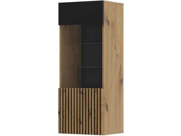 Vitrine suspendue Auris 1D chêne artisan / noir mat
