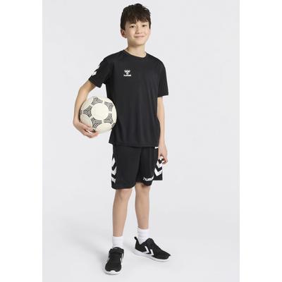 T-Shirt & Shorts HUMMEL "HMLLOGO SET KIDS", Mädchen, Gr. 152, schwarz, Jersey, Obermaterial: 100% Polyester, KOB Set-Artikel, 2-teiliges Set aus T-Shirt und Shorts, pflegeleicht, für Kinder