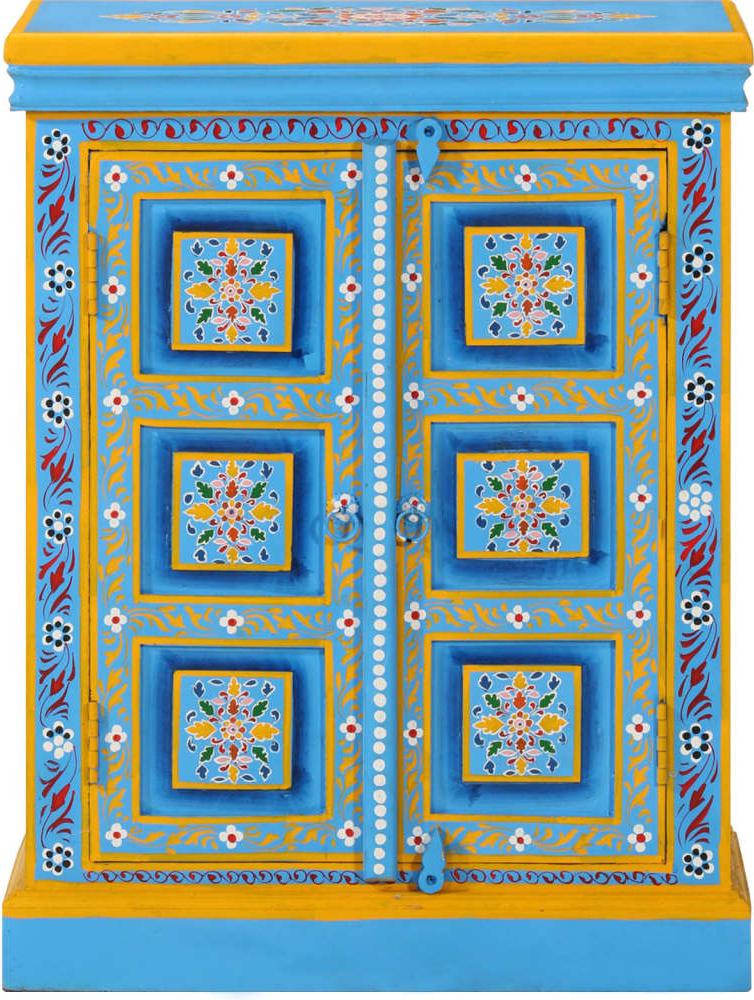 vidaXL Dressoir Retro Massief Mangohout Turquoise Handgeschilderd