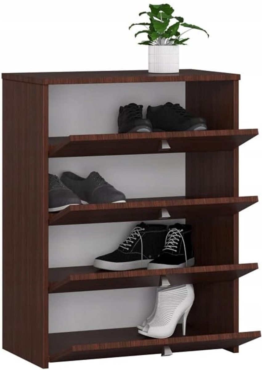 Smalle houten schoenenkast met 4 kleppen voor de hal, woonkamer of slaapkamer