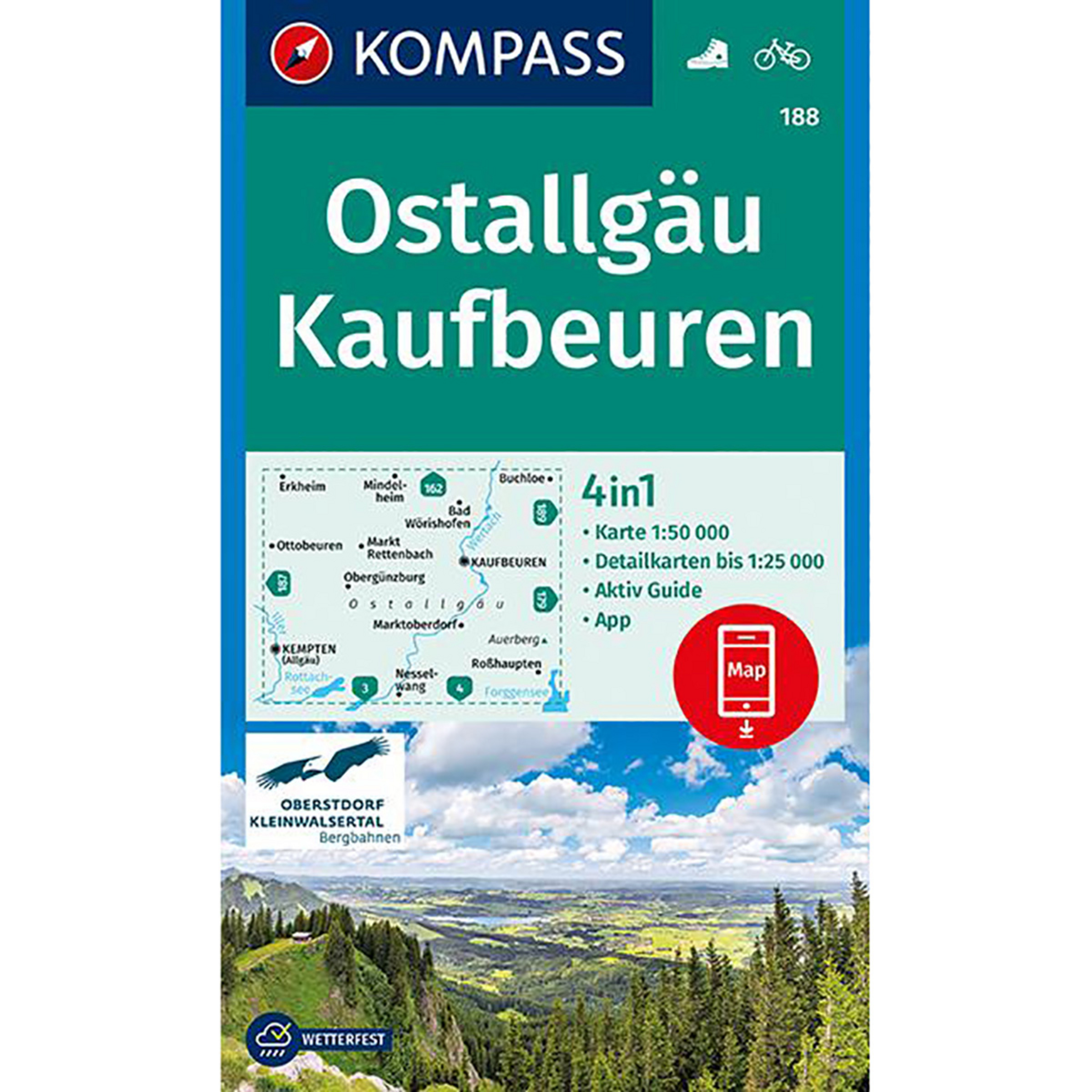 Kompass Verlag WK 188 Ostallgäu Kaufbeuren Topografische Karten