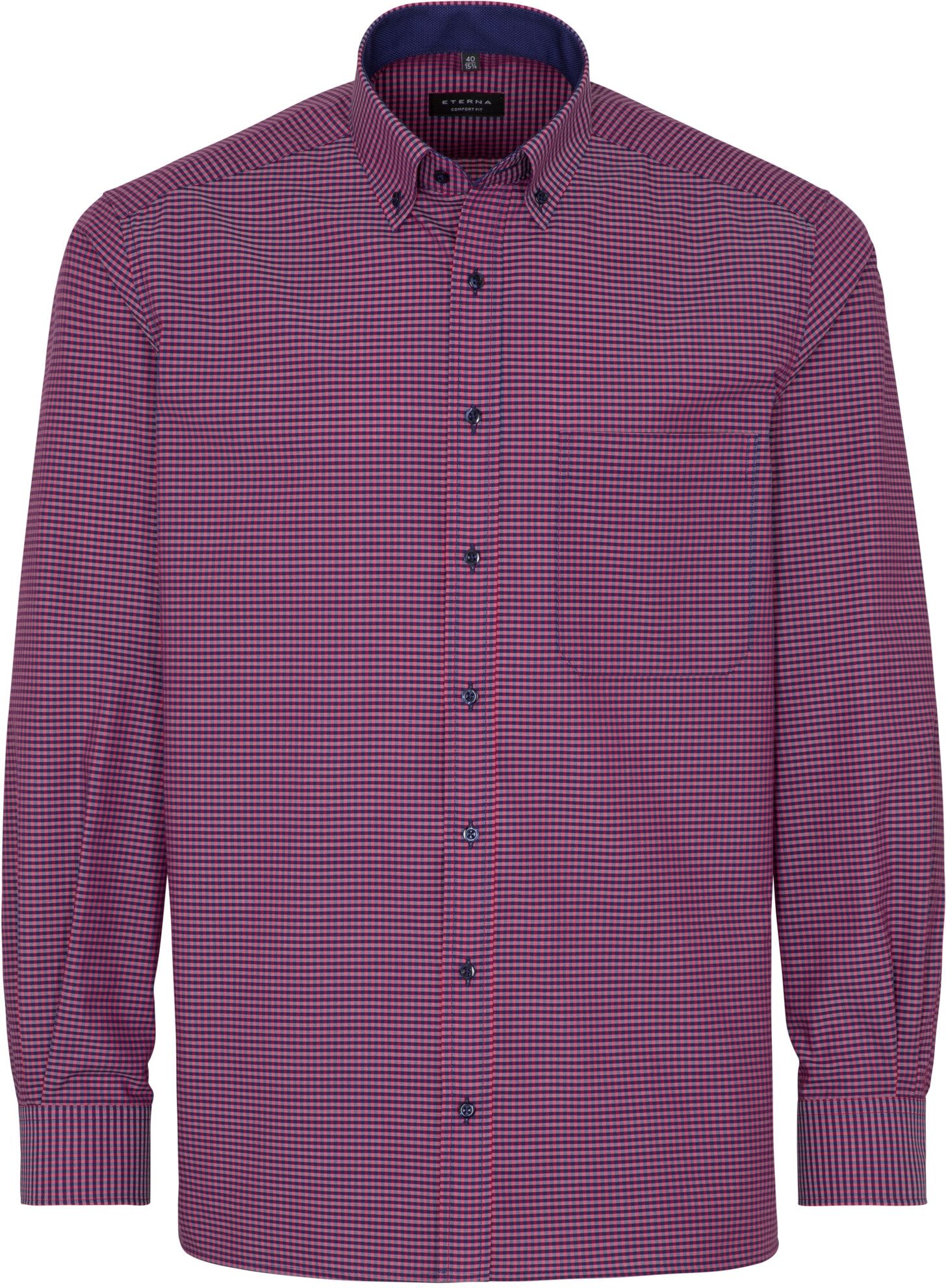 Langarmhemd ETERNA "COMFORT FIT", Herren, Gr. 41, verkürzte Ärmellängen, rot (sunset rot), Popeline, 100% cotton, normal, Manschette, Hemden Langarmhemd, NON IRON (bügelfrei) sunset rot 41, verkürzte Ärmellängen