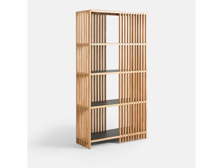 LA REDOUTE Bibliothèque ou séparateur de pièces, en chêne massif et métal acier, JAC Marron Chêne,Noir
