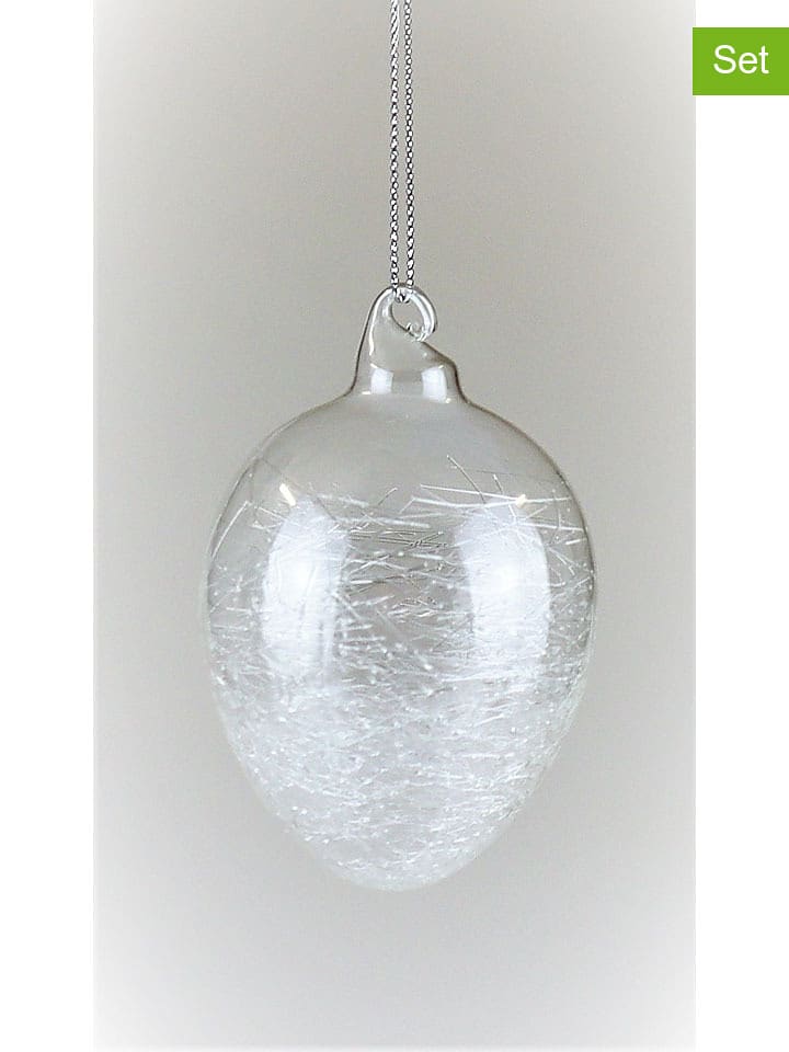 AM Design 2er-Set: Dekoanhänger "Ei" in Transparent - (H)13 x Ø 8 cm - onesize