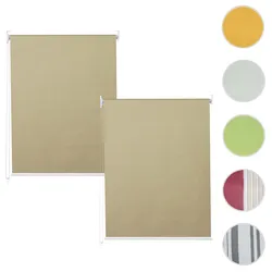 2er-Set Rollo HWC-D52, Fensterrollo Seitenzugrollo Jalousie, 100x160cm Sonnenschutz blickdicht ~ beige