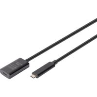 Aktives USB 3.2 Gen 2 Verlängerungskabel, USB-C Stecker > USB-C Buchse schwarz, 5 Meter, Repeater Kabel