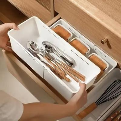 2er-Pack erweiterbare Schubladeneinsätze, verstellbarer Schreibtisch Schubladenorganizer für Zuhause, Schubladenaufbewahrung für Büro, Kleiderschrank, Make-up Schreibwaren